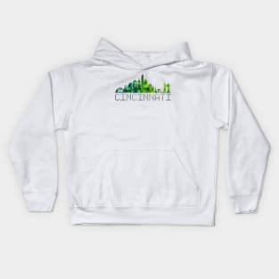 Cincinnati Skyline green Kids Hoodie